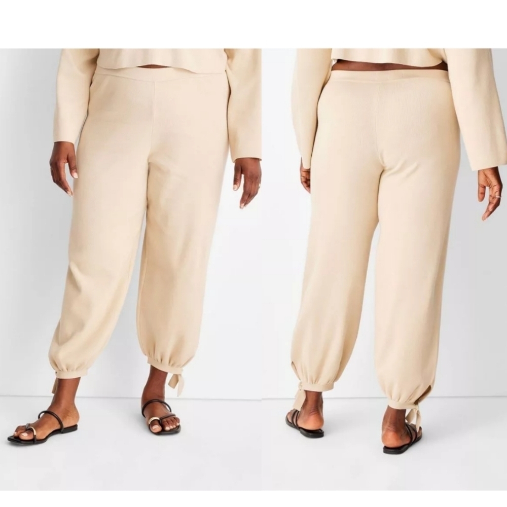 NWT Future Collective w/Jenny K Lopez Relaxed Leg Ankle Pants in Beige Size 3X
